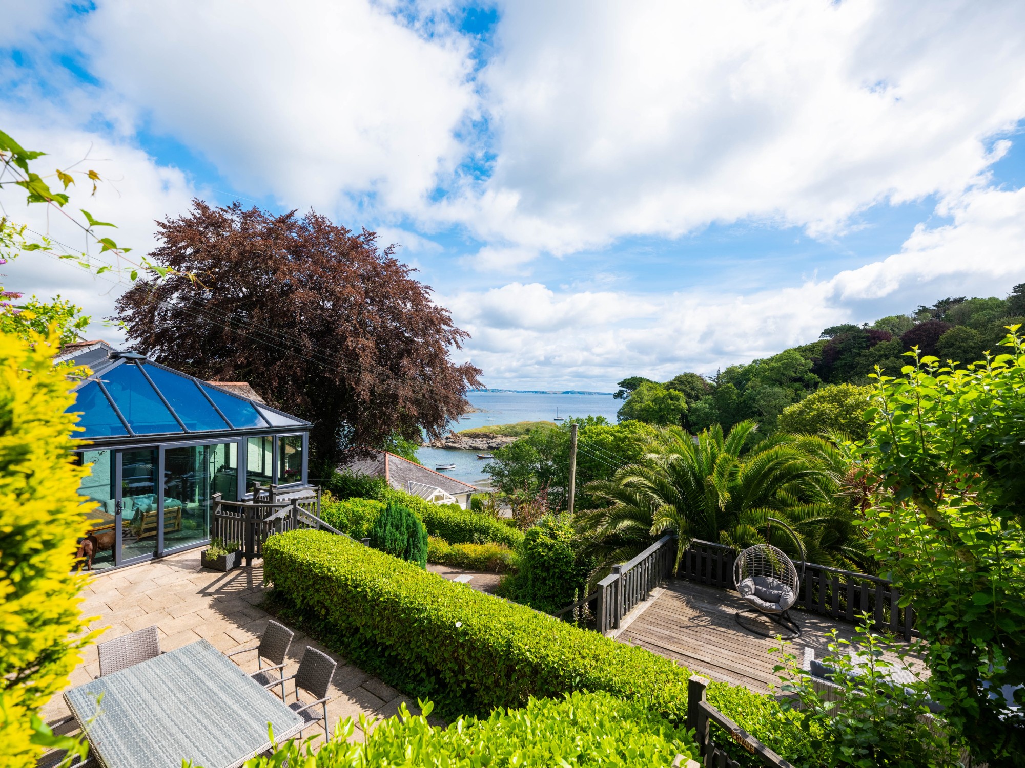Terrace with sea view at Carne Haven